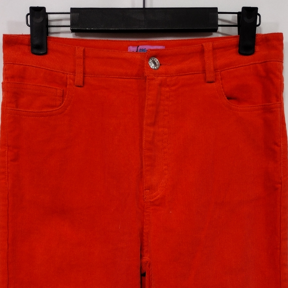 NWT Edikted Corduroy High Rise Pants Womens M Orange Bobo Retro 90s Y2K Casual - Picture 2 of 9